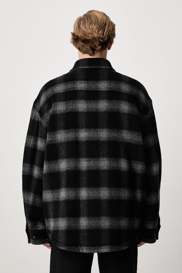 Îmbrăcăminte Off-White Lbl Flannel geacă tip cămașă cu lână pentru bărbați 44MER09TF26F001001 negru