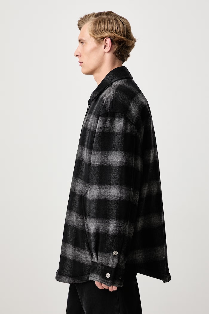 Lbl Flannel geacă tip cămașă cu lână pentru bărbați Off-White 44MER09TF26F001001 negru