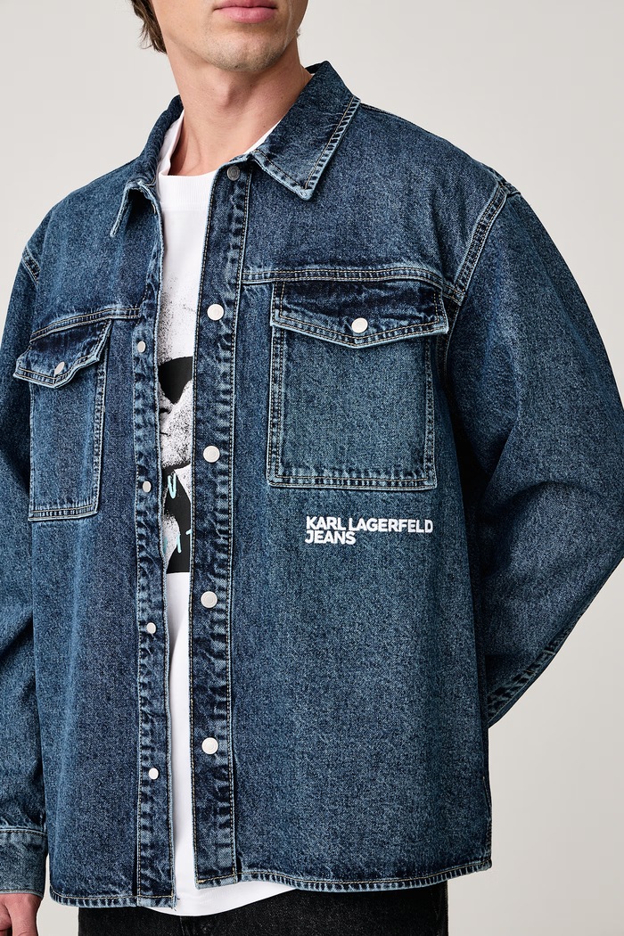 Kurtka koszulowa męska jeansowa Karl Lagerfeld Jeans B4M16004 granatowy