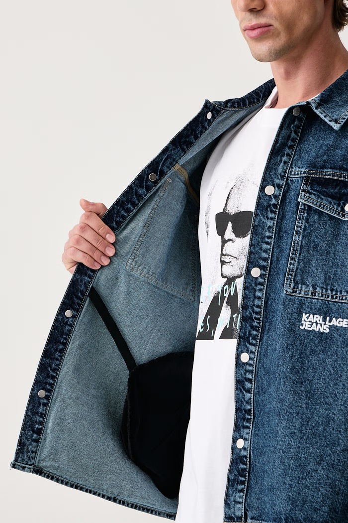 Karl Lagerfeld Jeans Kurtka koszulowa męska jeansowa B4M16004