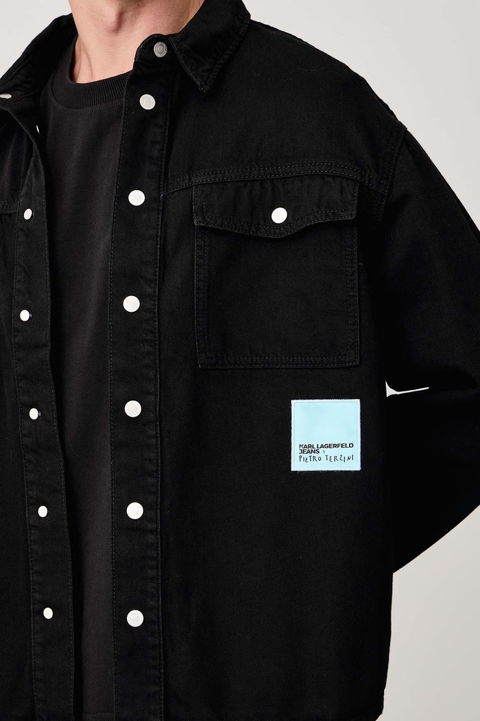 Košulja za muškarce od pamuka x Pietro Terzini Karl Lagerfeld Jeans B4M16003 crna