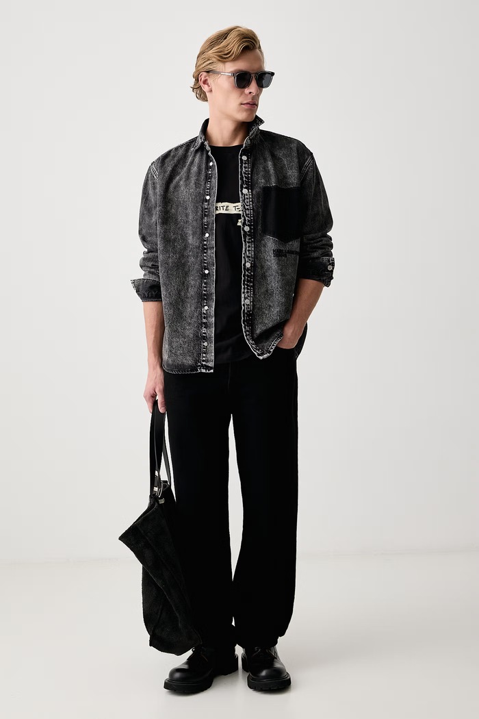 Karl Lagerfeld Jeans Košulja za muškarce traper B4M16001 crna AW26