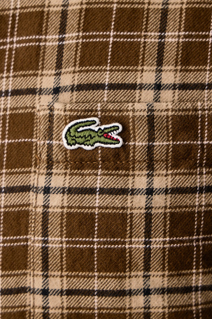 Koszula męska bawełniana Lacoste brązowy CH8825