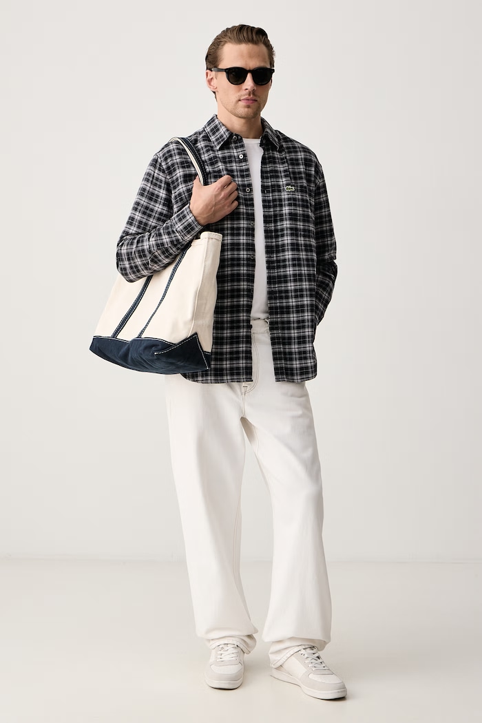 Lacoste Koszula męska bawełniana CH8825 szary AW26