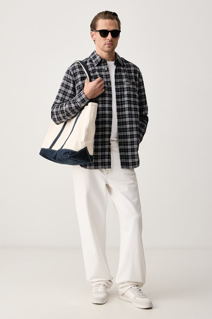 Lacoste Koszula męska bawełniana CH8825 szary AW26