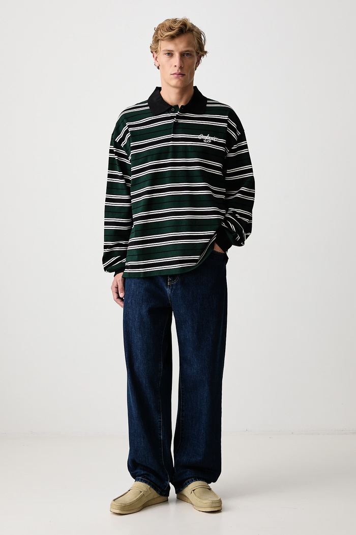 Carhartt WIP Devitt Rugby Shirt longsleeve męski bawełniany I037117 zielony AW26