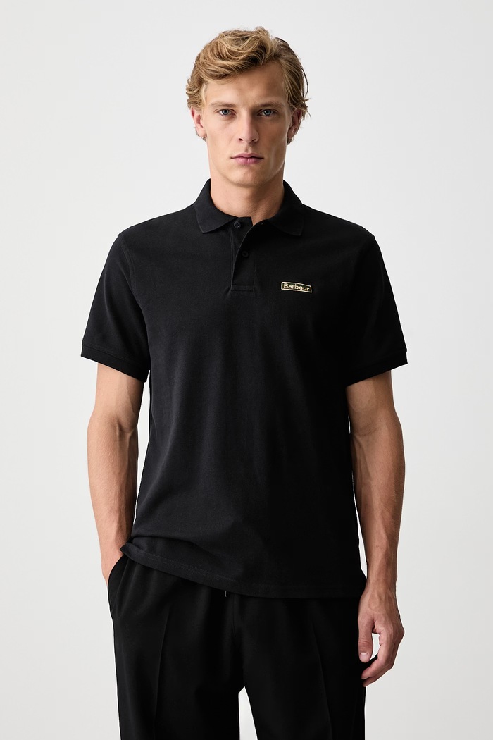 Barbour Pin Badge Asia polo bawełniane męskie czarny MML1590BK31