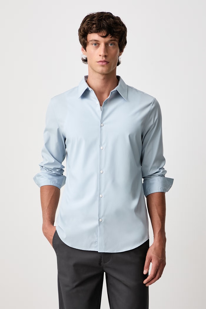 Calvin Klein Koszula męska bawełniana z elastanem niebieski LV040BM127