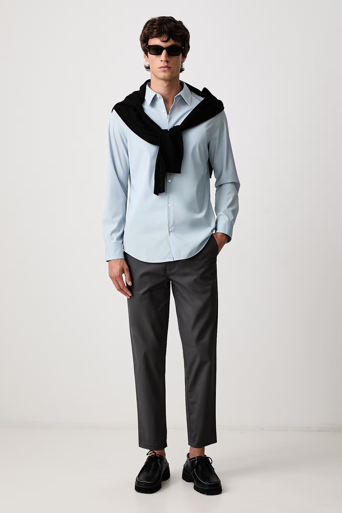 Calvin Klein Koszula męska bawełniana z elastanem LV040BM127 niebieski AW26