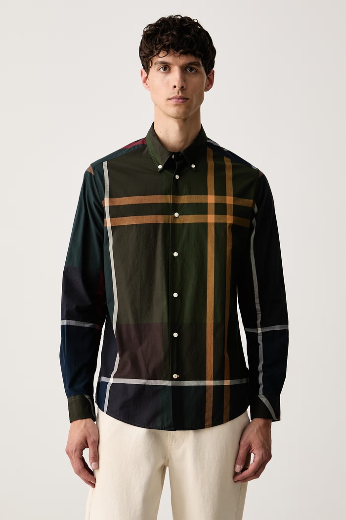 Barbour koszula męska bawełniana zielony MSH5871