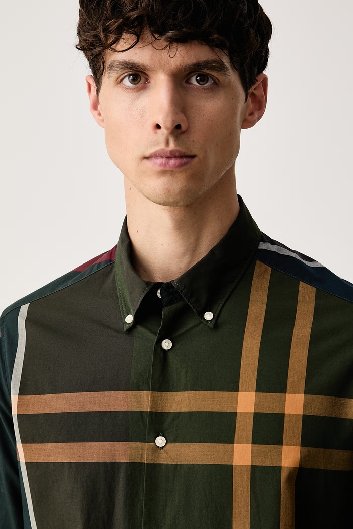 Barbour koszula męska bawełniana zielony MSH5871