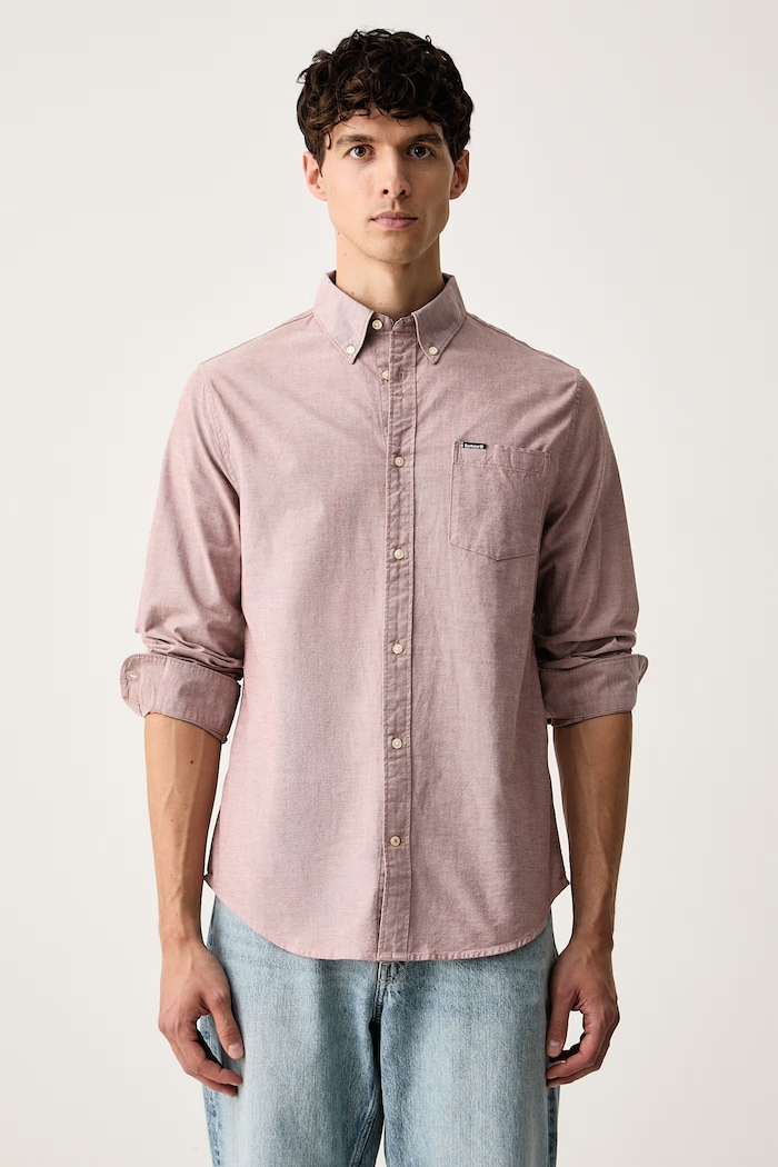 Barbour koszula męska bawełniana Marsden różowy MSH5527