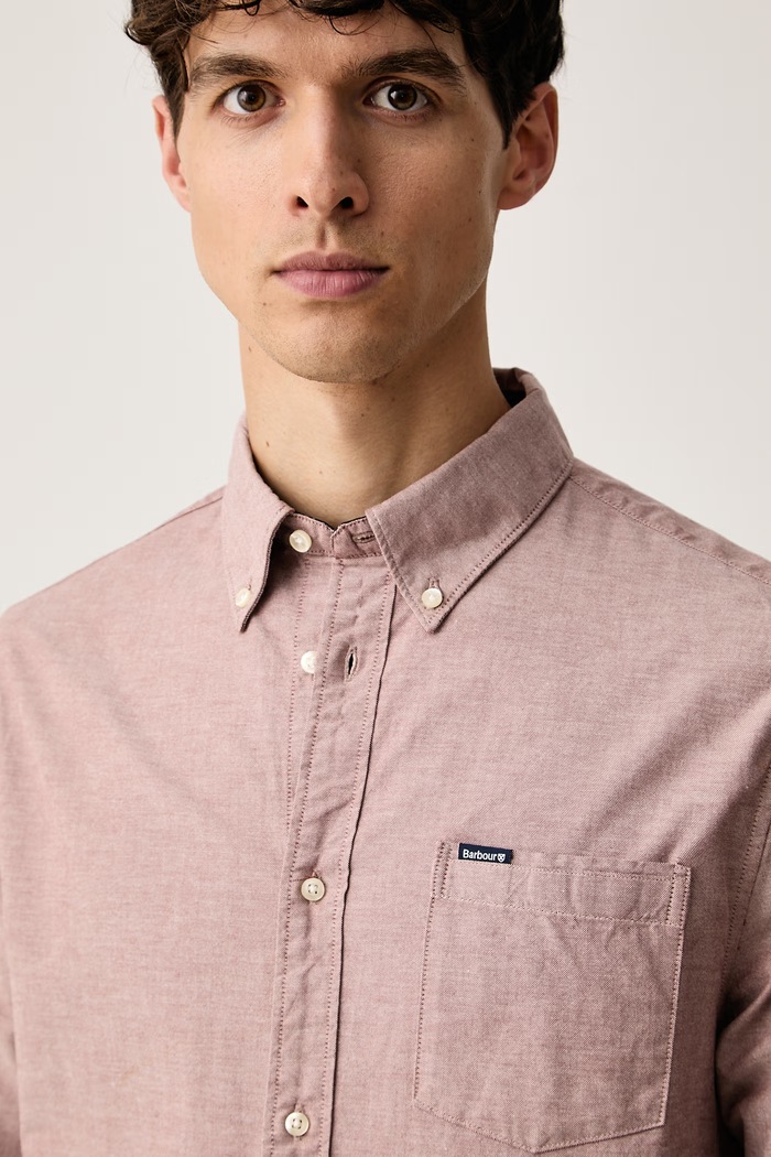 Barbour koszula męska bawełniana Marsden różowy MSH5527