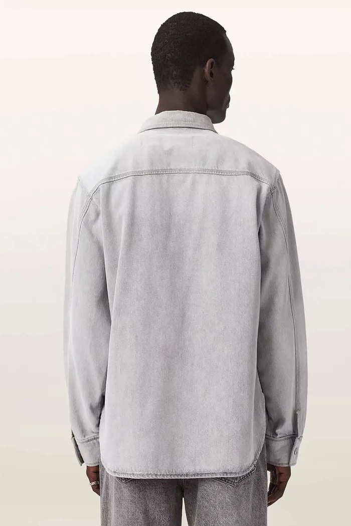 AllSaints Koszula męska jeansowa ALBIN M067SF szary AW26