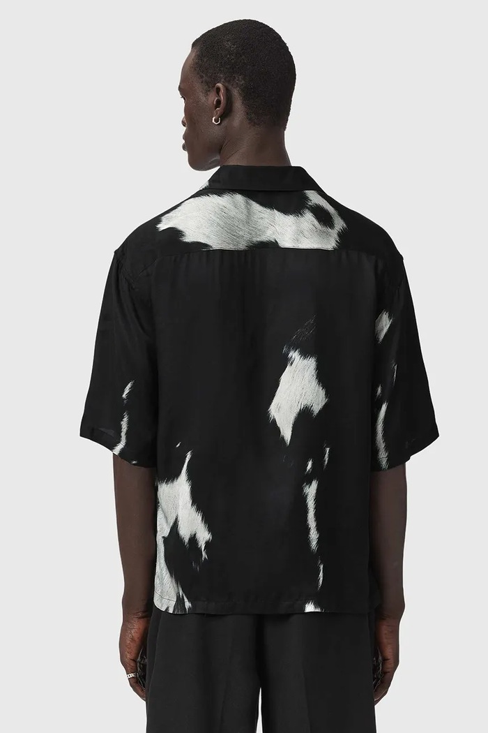 AllSaints Koszula męska z wiskozy TEMPLAR M053SF czarny AW26