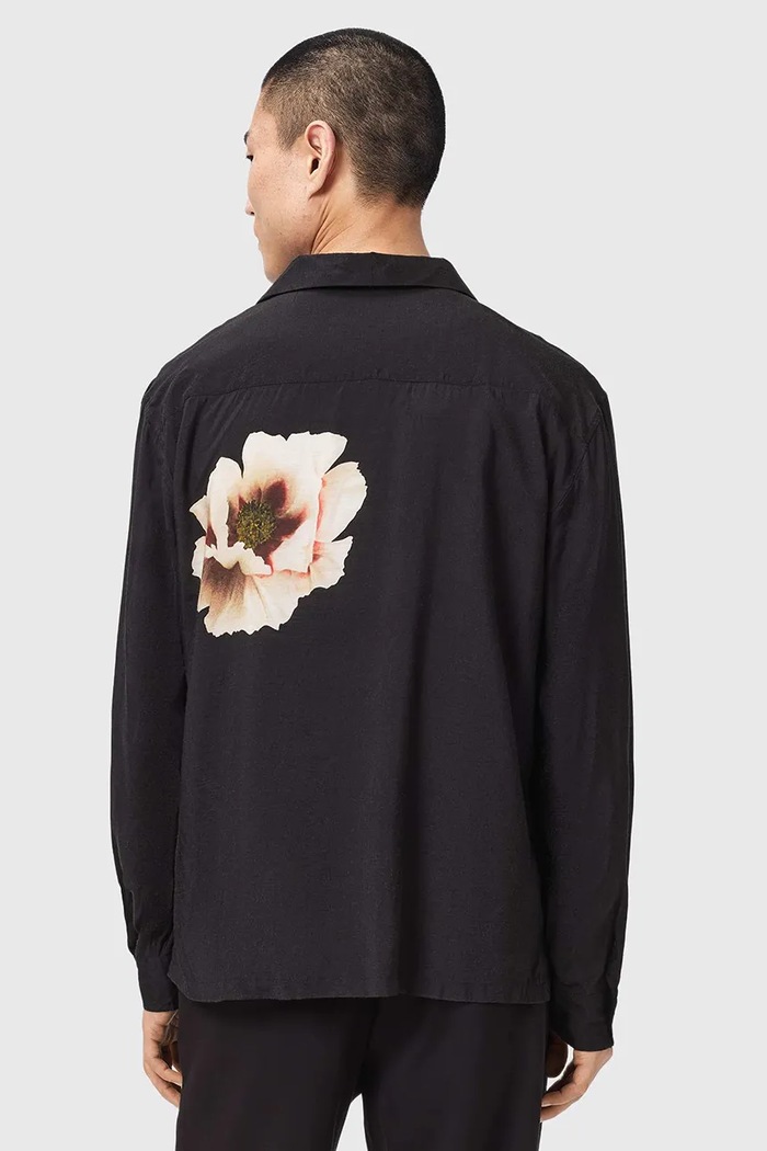 AllSaints Koszula męska z wiskozy FLORAISON LS SHIRT M045SF czarny AW26