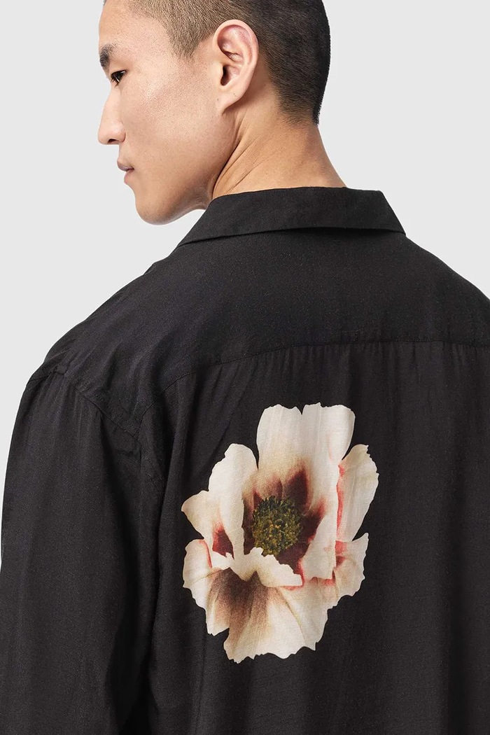 Koszula męska z wiskozy FLORAISON LS SHIRT AllSaints M045SF czarny