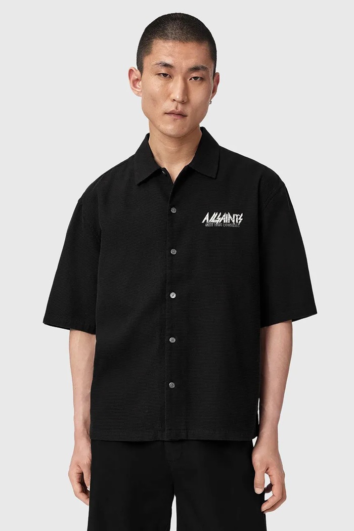 AllSaints Koszula męska z lyocellem SYNTH czarny M033SF