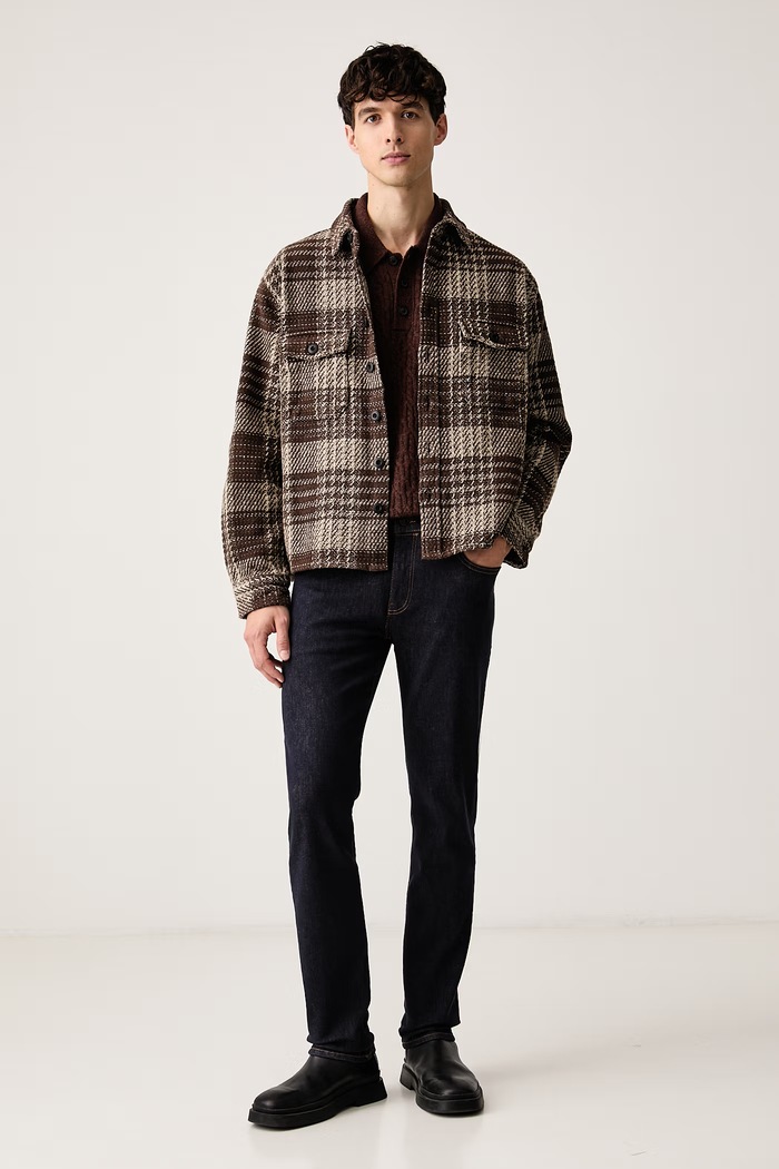 AllSaints Férfi pamut ing VALLE M029SF barna AW26