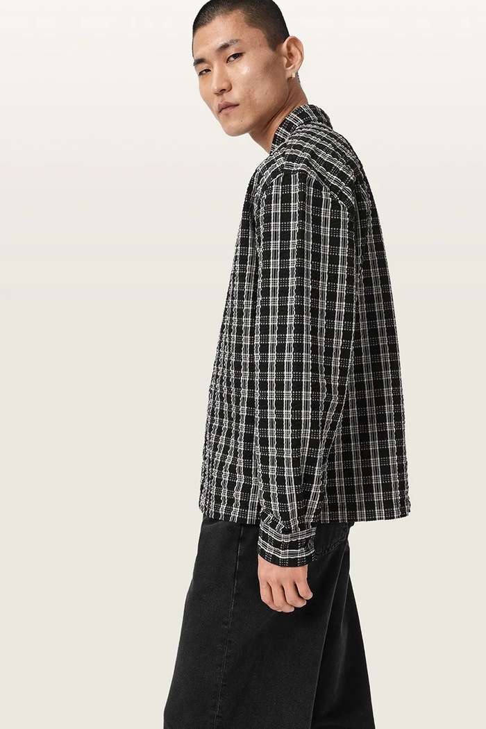 AllSaints Koszula męska bawełniana CASBAH M009SF czarny AW26