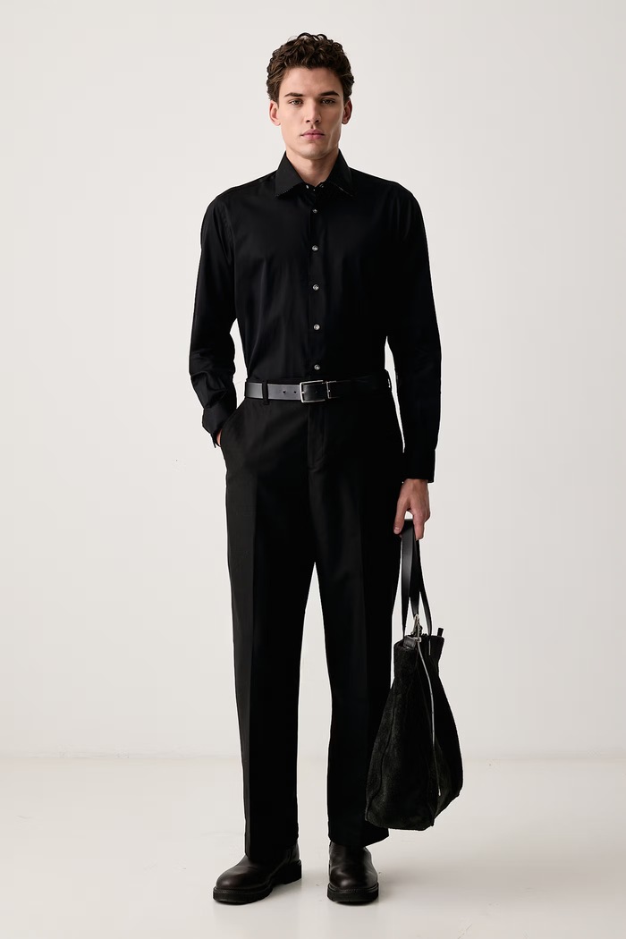 Karl Lagerfeld Cămașă pentru bărbați cu bumbac 564611.605100 negru AW26