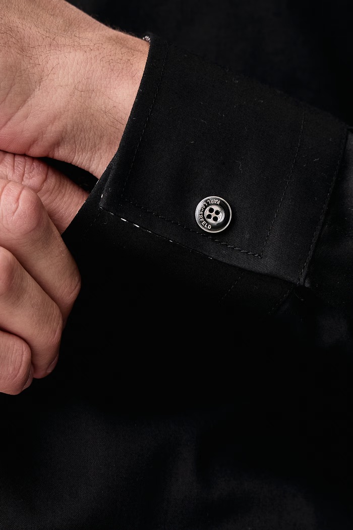 Cămașă pentru bărbați cu bumbac Karl Lagerfeld negru 564611.605100