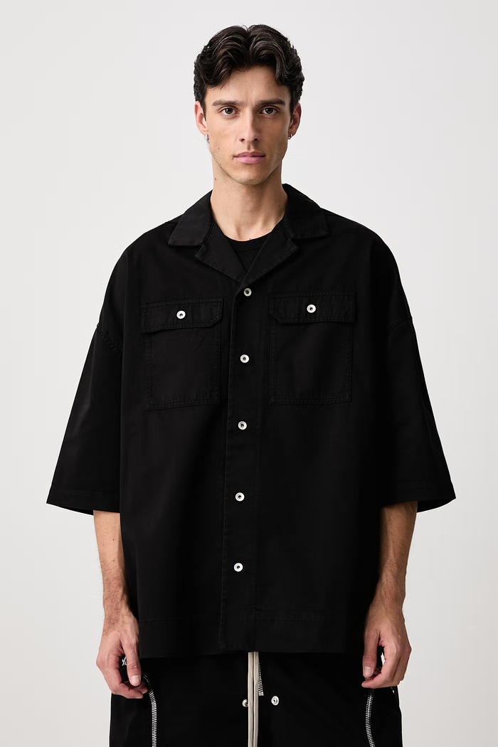 Rick Owens DRKSHDW Magnum Tommy cămașă din bumbac pentru bărbați negru DU02F6290.TW