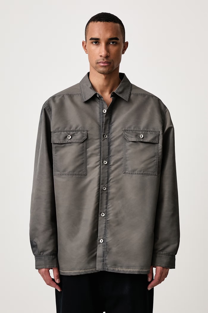 Rick Owens DRKSHDW Jumbo geacă tip cămașă pentru bărbați gri DU02F6753.NBFD