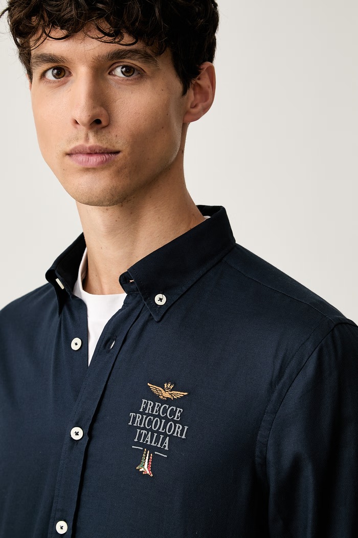 Aeronautica Militare koszula oxford damska bawełniana granatowy CA1334UCT04409