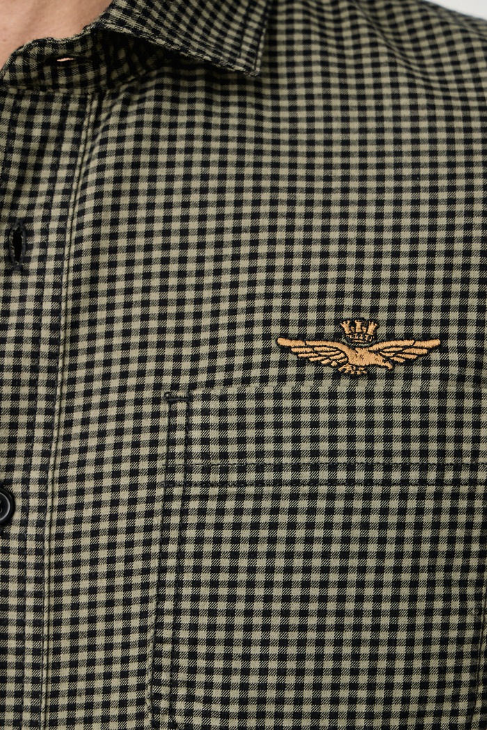 Koszula męska bawełniana Aeronautica Militare zielony CA1333UCT04376