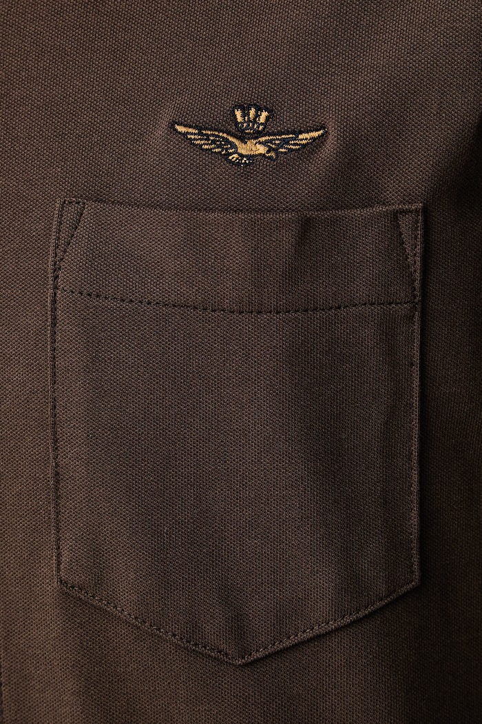 Koszula męska bawełniana z elastanem Aeronautica Militare brązowy CA1313UP00408