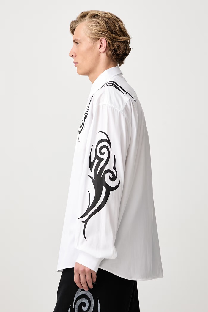 Graffiti Tribal koszula bawełniana męska Vetements MH27SH052W biały