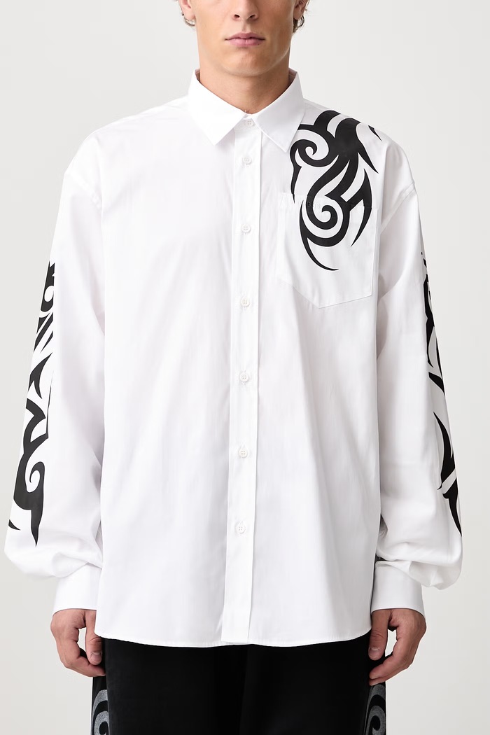 Graffiti Tribal koszula bawełniana męska Vetements biały MH27SH052W