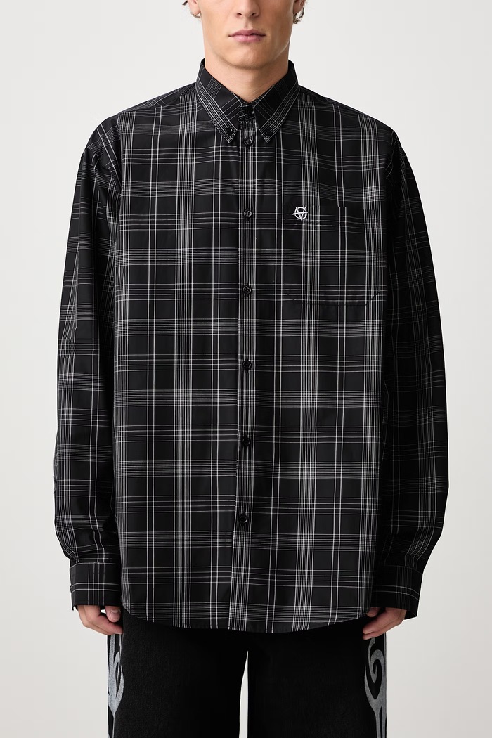 Metal Logo koszula bawełniana męska Vetements czarny MH27SH059BC