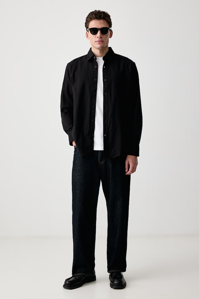 BOSS Orange Koszula męska bawełniana z elastanem Relegant_6_M 50569606 czarny AW26