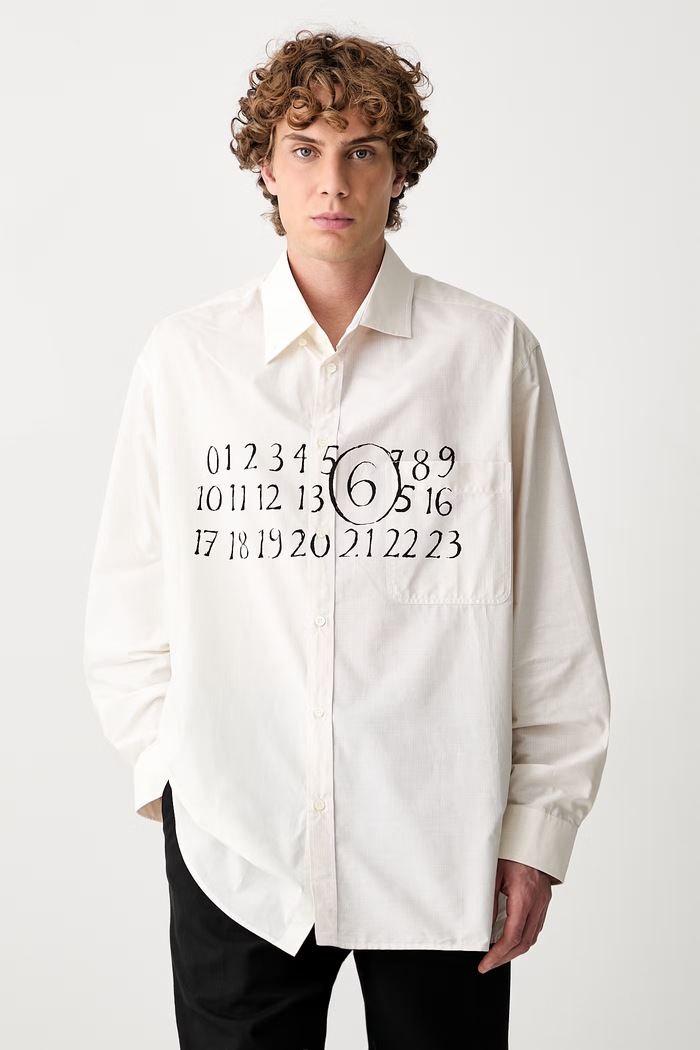 MM6 Maison Margiela koszula męska bawełniana beżowy SH0DT0025.MTN041