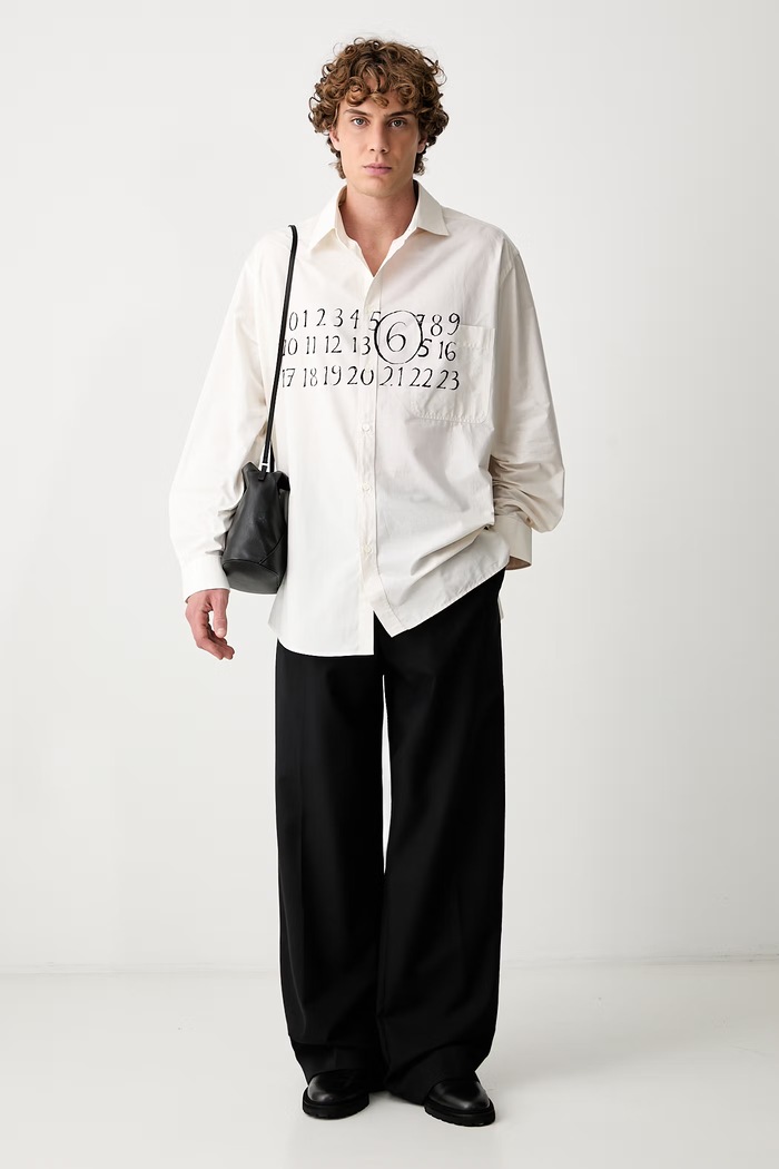 MM6 Maison Margiela koszula męska bawełniana SH0DT0025.MTN041 beżowy AW26