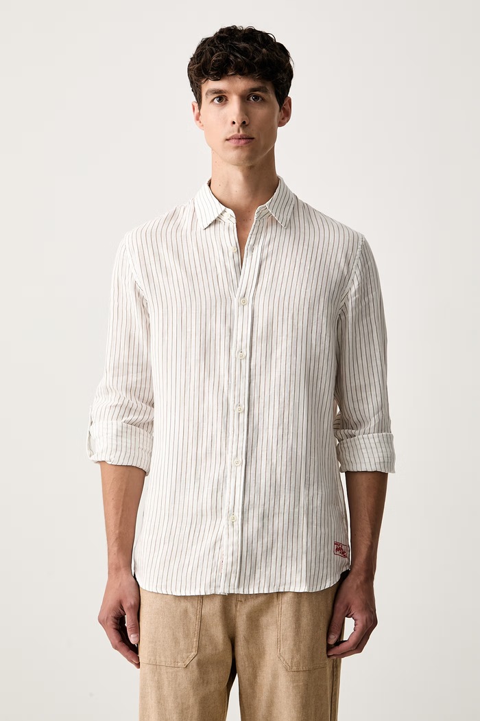 Scotch & Soda koszula męska lniana biały 184270