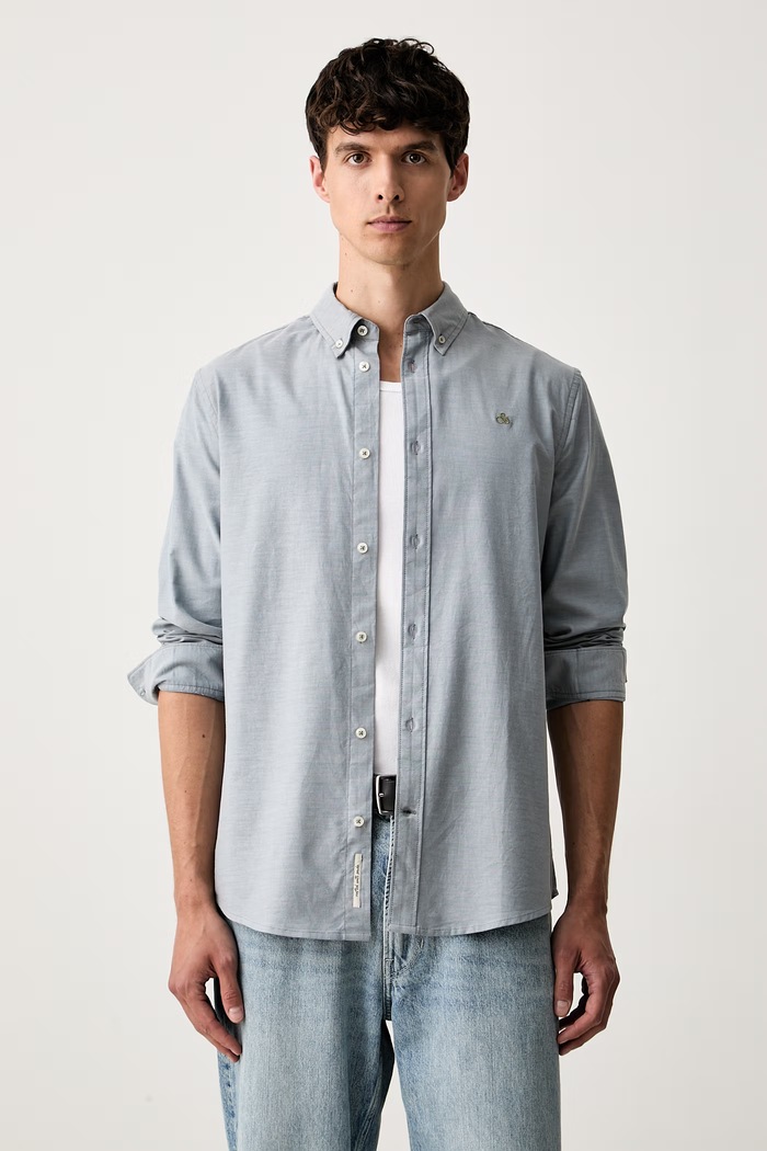 Scotch & Soda koszula męska bawełniana z elastanem niebieski 183556