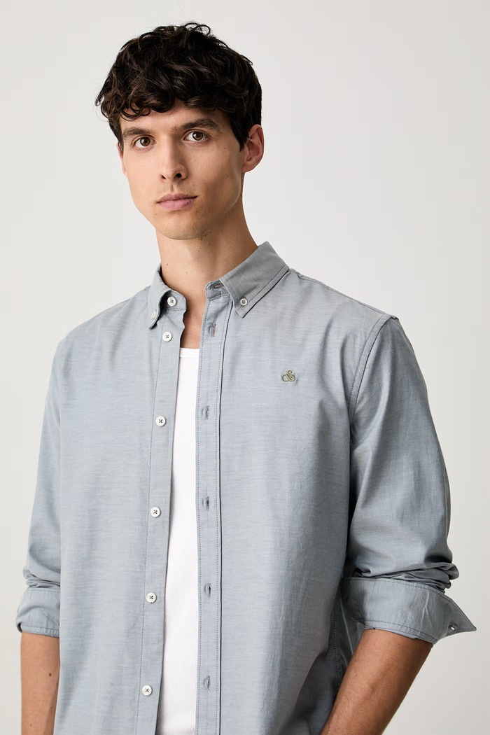 Scotch & Soda koszula męska bawełniana z elastanem niebieski 183556