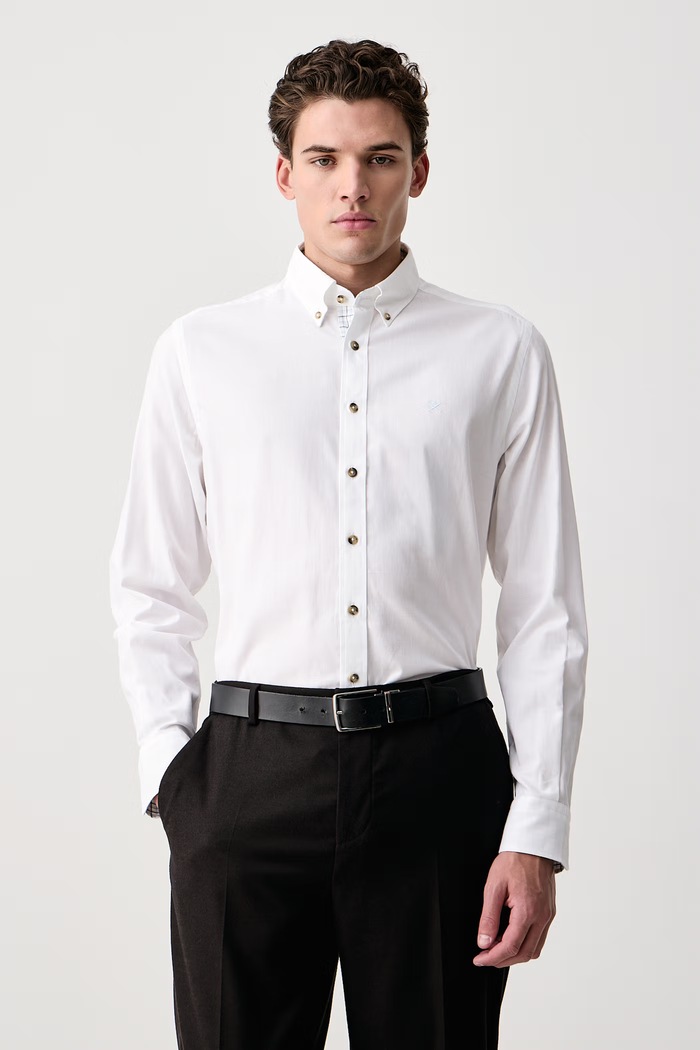 Hackett London Koszula męska bawełniana biały HM3010855