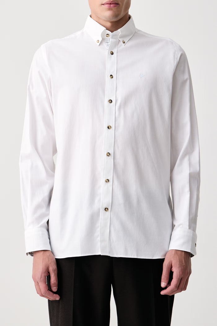 Koszula męska bawełniana Hackett London HM3010855 biały