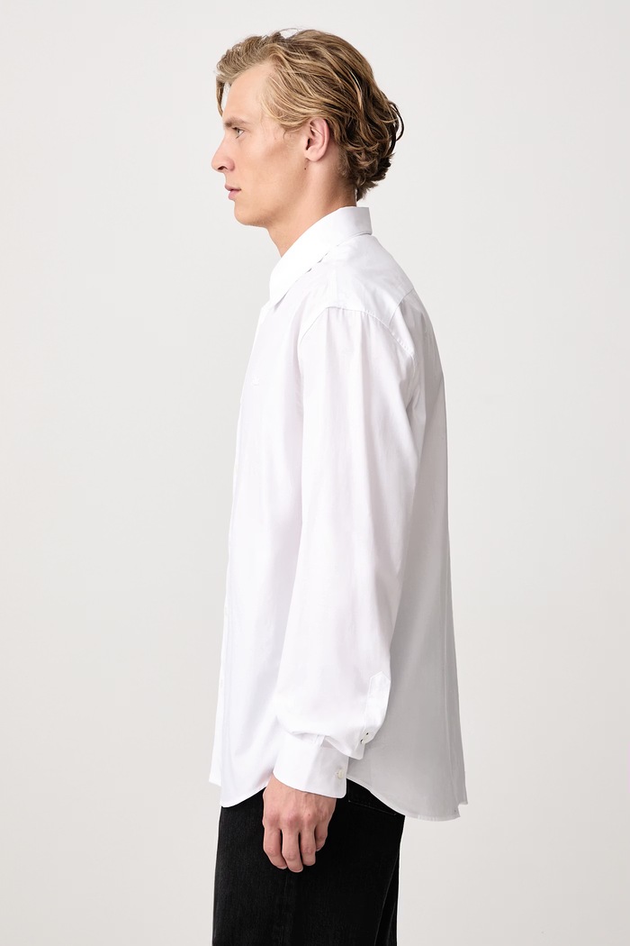 Cămașă oxford din bumbac Lacoste CH8729 alb