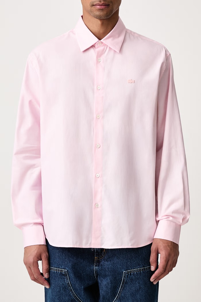 Koszula oxford bawełniana Lacoste różowy CH8729