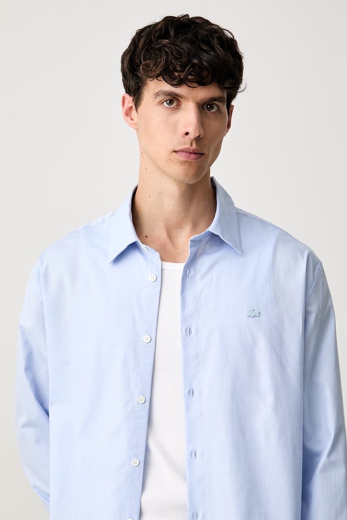 Lacoste koszula oxford bawełniana niebieski CH8729