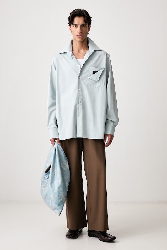 MM6 Maison Margiela Koszula bawełniana męska SH2DT0058.M36094 niebieski AW26