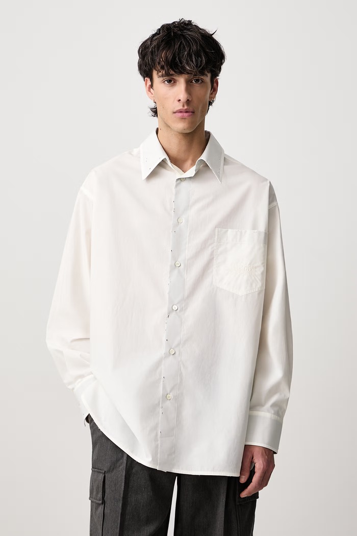 MM6 Maison Margiela Koszula męska bawełniana biały SH0DT0051.M35256