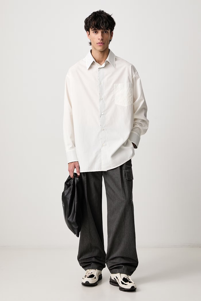 MM6 Maison Margiela Koszula męska bawełniana SH0DT0051.M35256 biały AW26