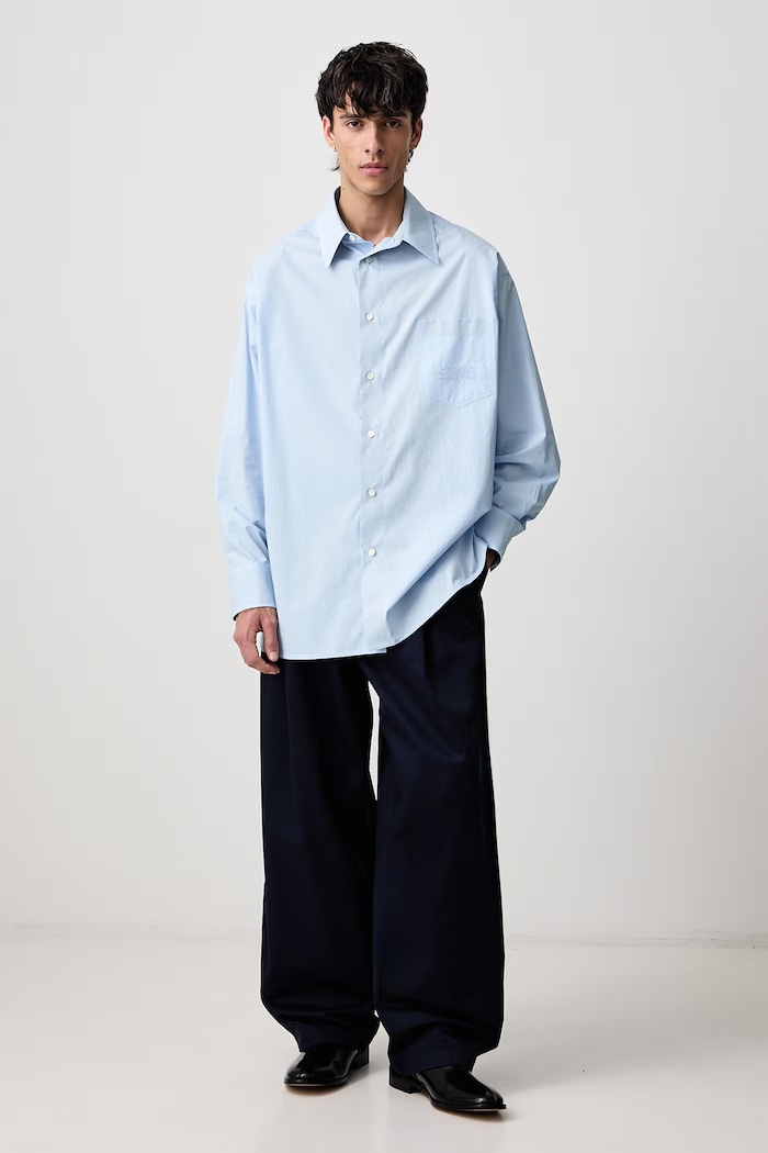 MM6 Maison Margiela Koszula męska bawełniana SH0DT0051.M35256 niebieski AW26