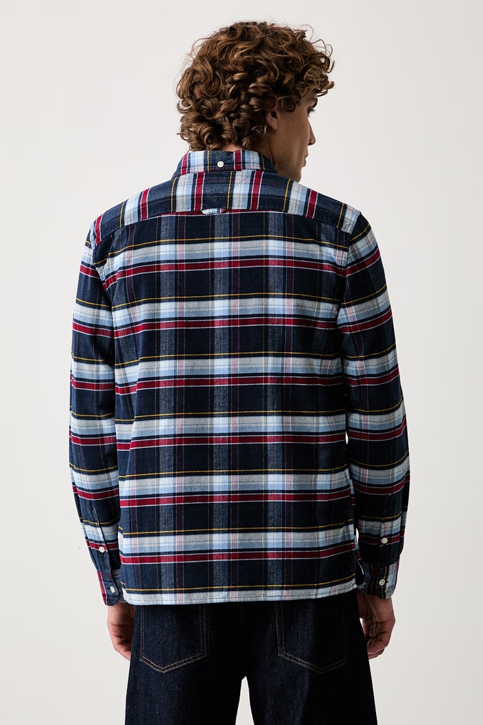 Oblečení Tommy Jeans košile pánská bavlněná DM0DM23615 námořnická modř
